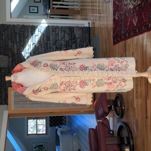 Vintage, Anthropology calf- length embroidered sweater